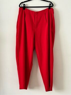A New Day Red High Rise Pleated Wide Leg Pants Adjustable Waist - Size 18